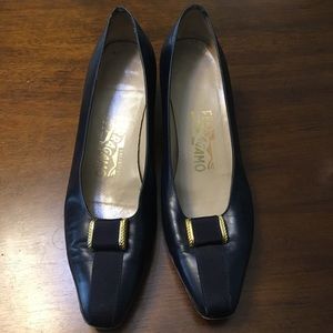 Salvatore Ferragamo Classic Navy Heels